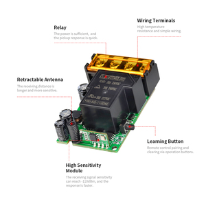 12V DC đơn kênh <span class=keywords><strong>RF</strong></span> không dây Relay module với điều khiển từ xa Transmitter cán mã Receiver + Transmitter Relais mô-đun - Product Image 3