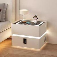 Table de Chevet d'Angle de Luxe à 2 Tiroirs, Meuble de Maison en Bois Moderne avec LED Intégrée, Tables de Nuit Intelligentes pour Chambre à Coucher (Vente en Gros)