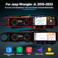 Radio Multimedia Android Layar Ganda 12.3 Inci Terbaru, LCD Dashboard Digital Cluster Carplay untuk Jeep Wrangler JL 2019-2023