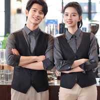 Vente en gros Gilet Tablier Restaurant Unisexe Uniforme Gilet Manches Longues Serveur Chemises Gilet d'Affaires