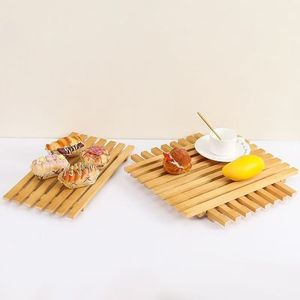 Bamboo Storage Rack Rectangle Multifunctional <b>Kitchen</b> Bread Cake Tray For Party Food Display - Product Image 1