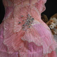 Robe de soirée rose Sharon Said SS749, coupe trapèze, fleurs 3D, perles de cristal, sans bretelles, drapée, pour femmes, robes de soirée formelles