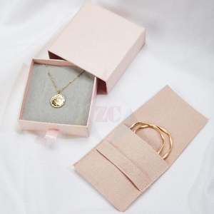 Custom Logo Cardboard sliding lid pink paper Drawer bracelet necklace ring jewellery Packaging Gift Jewelry Box with Pouch