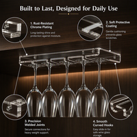 Estante Colgante para Copas de Vino Bajo Gabinete, Soporte Antioxidante para Copas, Capacidad para 8-9 Copas, Almacenamiento para Bar y Cocina