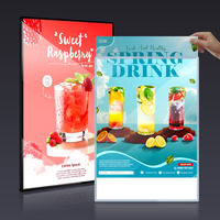 Kotak Lampu Aluminium LED Backlit Lightbox Bingkai Poster LED Papan Menu LED untuk Promosi Toko Minuman Burger Pizza
