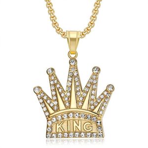 Collares <span class=keywords><strong>de</strong></span> Cadena <span class=keywords><strong>de</strong></span> Serpiente Elegantes y Pulidos con Incrustaciones <span class=keywords><strong>de</strong></span> Cristal, con Grabado <span class=keywords><strong>de</strong></span> Rey en Forma <span class=keywords><strong>de</strong></span> Corona - Product Image 5