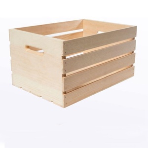 Large Unfinished Storage Wood Crates with Handles 3-Pack
