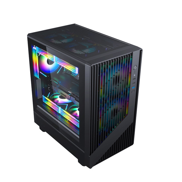 Ruix Meteor Mid Tower Quiet Computer Case Popular Gaming Aluminum Alloy MicroATX with Side Panel Window in Stock