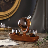 Carafe à whisky Globe du monde personnalisée de 1000ml avec plateau de bateau en bois créatif Distributeur de whisky fantaisie Coffret cadeau Globe