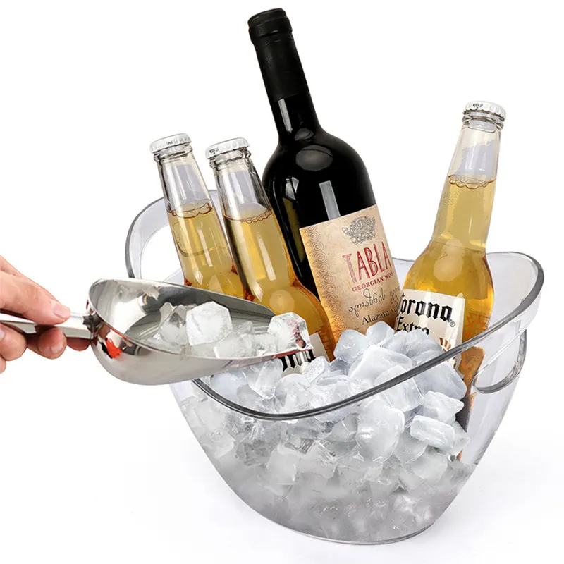 Özelleştirilmiş yüksek kaliteli parti Oval gemi şekli şarap şampanya akrilik plastik bira buz kovası