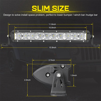 Barre de feux de toit 12V pour camion, barres lumineuses LED fines 30W, éclairage hors route 4x4, faisceau spot et large, barre lumineuse LED à une rangée pour accessoires de voiture