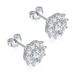 Pendientes de Plata Pura con Diseño de Flor para Mujer, Joyería de Rodio y Silicio, Accesorios de Moda, Venta al por Mayor - Product Image 1