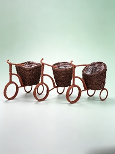 Jardinière tricycle <span class=keywords><strong>en</strong></span> rotin tressé à la main, panier <span class=keywords><strong>en</strong></span> osier <span class=keywords><strong>en</strong></span> forme de vélo, style américain rustique, décoration de jardin, pot de plante intérieur/extérieur - Product Image 5