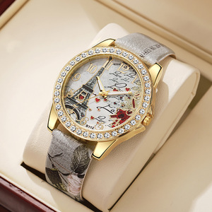 <span class=keywords><strong>Montre</strong></span> Femme Grande Taille Mode Luxe Cristal Tour Eiffel <span class=keywords><strong>Paris</strong></span> Montres Femme Bracelet en Cuir Quartz <span class=keywords><strong>Montre</strong></span>-bracelet Casual Montres Femme - Product Image 2