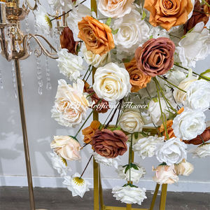 Nuevo diseño de arco de boda con fondo floral, arreglo de flores en tono naranja, pared de fondo con hilera de flores - Product Image 5