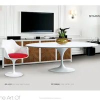 Modern Tulip Dining Table, Carrara Marble and Calacatte