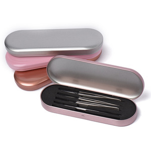 Custom wholesale tongue scraper small silver empty gift iron box pen beauty tool acne needle tweezers laser pen packaging box