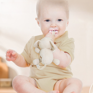 Organic Cotton Cute Animal Soft Smoother Baby Pacifier Toy Baby Pacifier Anti Drop Chain <b>Doll</b> with Detachable Pacifier Clip - Product Image 1
