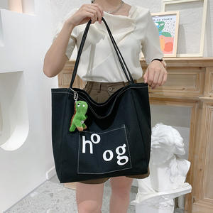 Directo de fábrica Vendedor superior Logotipo propio personalizado Bolsa de compras de algodón completo Gran capacidad Lona reutilizable Carta de cierre de hombro - Product Image 5