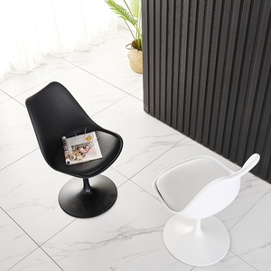Sedia da Pranzo Girevole Contemporanea con Seduta Imbottita, <span class=keywords><strong>Design</strong></span> Tulipano in Plastica, Gambe in Metallo Bianco - Product Image 4
