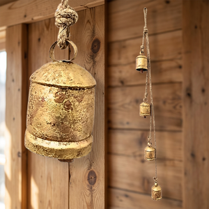 Vintage Metal <b>Bell</b> Hanging Ornament Gold Plated Handmade Decorative Rattler for Home Decor - Product Image 5