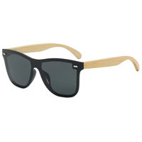 Lunettes de soleil polarisées tendance, unisexes, sans monture, avec branches en bois et verres TAC dégradés