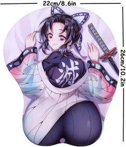 Venta al por mayor Kochou <span class=keywords><strong>Shinobu</strong></span> Gel Silicona Ergonómico Anime <span class=keywords><strong>Sexy</strong></span> Chica Japonesa Pecho Mouse Pads Con Reposamuñecas Gaming 3D Mousepads - Product Image 2