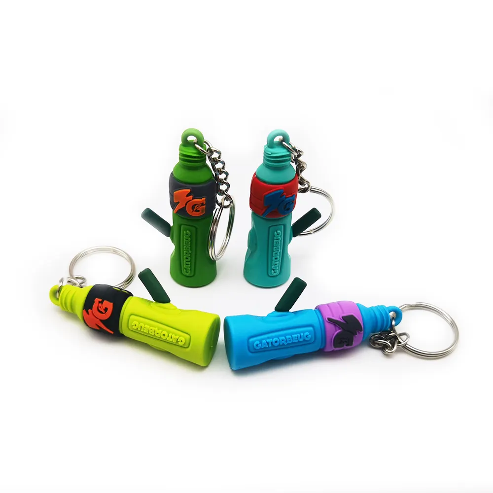 प्रचारक उपहारों के लिए दो तरफा 3डी बोतल आकार रबर पीवीसी कुंजी श्रृंखला कस्टम स्टीरियोस्कोपिक बोतल डिजाइन नरम पीवीसी चाबी का गुच्छा
