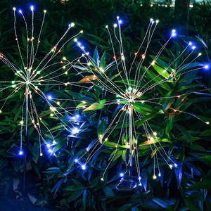 Lumières solaires LED IP65 multicolores en forme de feux d'artifice, petite décoration de jardin, fibres optiques DC, ambiance de pluie de météores de Noël - Product Image 5