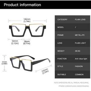 Lunettes de soleil tendance 2025 pour femmes, monture large, UV400, carrées, en métal, anti-lumière bleue, avec logo personnalisé - Product Image 6