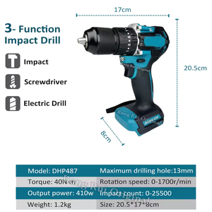 Trapano Avvitatore a Percussione <span class=keywords><strong>Mak</strong></span> 3 Funzioni Senza Fili 18V 40N.m con Coppia Regolabile, Avvitatore Elettrico, Martello, Brushless, Mandrino da 1/<span class=keywords><strong>2</strong></span>, Velocità Variabile - Product Image 2