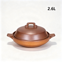 Pot en céramique rétro de style pastoral de 2,6 L avec couvercle en dôme, résistant à la chaleur, compatible avec les cuisinières à induction/gaz, durable, antiadhésif, écologique