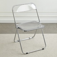 Chaise pliante en acier transparent pour usage domestique, style célébrité d'Internet, design simple, chaise pour salon de thé, magasin de vêtements