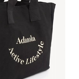 Dapat disesuaikan tas belanja kanvas hitam cetak katun tas Tote kanvas kain wanita dapat digunakan kembali dengan cetakan layar - Product Image 4