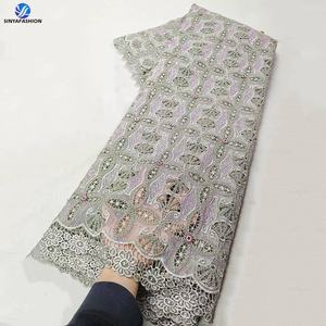 シンヤ<span class=keywords><strong>2026</strong></span>新デザインレーザーオーガンザスパンコールレース生地、ダイヤモンド付き、美しい女性用パーティードレス、クリスタルギピュールコードレース - Product Image 4