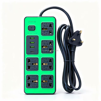 6-fach Steckdosenleiste mit USB-Anschlüssen, USB-C, UK-Stecker, Universal-Verlängerungssteckdose mit Schalter für Zuhause, Büro, Desktop-Stromverteiler mit USB