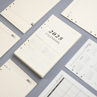 Planificateur quotidien à feuilles mobiles avec couverture en papier imprimé en anglais 2026, carnet intérieur A5