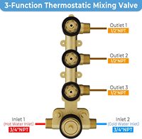 Système de douche moderne en laiton à double tête avec LED thermostatique, pommeau de pluie 14x20 pouces, inverseur 3 voies, ensemble de douche noir mat