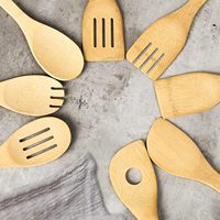Plat grand long manche ustensiles de cuisine grattoir spatule fendue servant pot en bois de hêtre ensemble de cuillères en bambou pour la cuisine