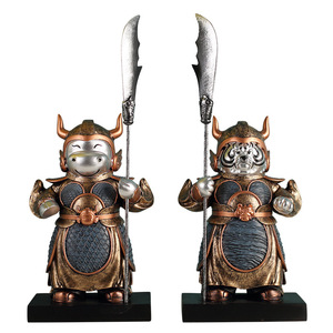 Figurines de tigre de style chinois en résine, lot de 2 pièces bleu national pour la décoration du salon - Product Image 5