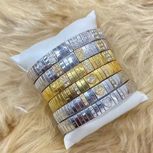 Custom Factory Price Waterproof 316L Stainless Steel Elastic Italian Chain Stretch Elastic <b>Adjustable</b> <b>Bracelet</b> - Product Image 1