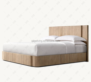 Новое поступление, роскошный набор мебели для спальни, кровать размера «King-<span class=keywords><strong>Size</strong></span>», современный классический деревянный каркас, кровать-панель - Product Image 3