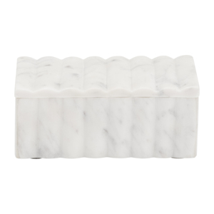Marble Ridged <b>Storage</b> <b>Box</b> With Lid For Jewelry Keepsake Home Decor Modern Accent <b>Shelf</b> Display - Product Image 2