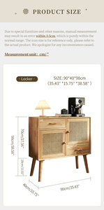 <span class=keywords><strong>Buffet</strong></span> moderne en bois massif et rotin de Russie, armoire de rangement avec tiroirs et portes, console d'accent du milieu du siècle pour le salon - Product Image 5