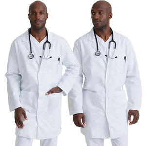 Bata de laboratorio desechable personalizable de alta calidad, bata de punto estampada para hombres, uniformes de personal médico OEM para médicos y hospitales - Product Image 5