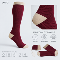 Chaussettes de compression pour mollets en tricot, pour la course, couleur vin avoine, personnalisées, avec ajustement du mollet et de la pointe du pied, en Spandex et Nylon, avec gradation de taille