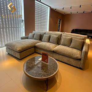 Modernes Daunen feder geschnittenes modulares Schnitts ofa Samts toff Leinens ofa Couch L-förmiges Daunen feder <span class=keywords><strong>sofa</strong></span> mit Ottomane - Product Image 1
