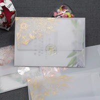 Haut de gamme personnalisé estampage à chaud papier vélin papier ciré affaires mariage Invitation enveloppe sac Premium emballage papier pour cadeau