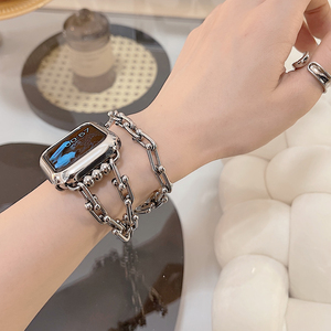 Correa de acero inoxidable para <span class=keywords><strong>Apple</strong></span> <span class=keywords><strong>Watch</strong></span> Band 40mm 42mm 38mm Correa para iwatch series 7 41mm 45mm Correa de cadena de metal de lujo para mujer - Product Image 1
