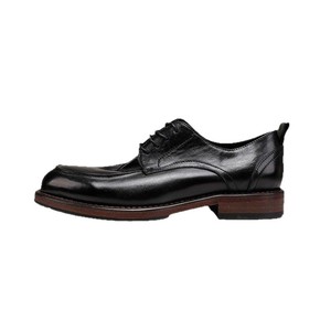 Zapatos de cuero clásicos de alta gama, formales, de negocios, con cordones, estilo retro, con suela de cuero genuino lavado, para hombre. - Product Image 5